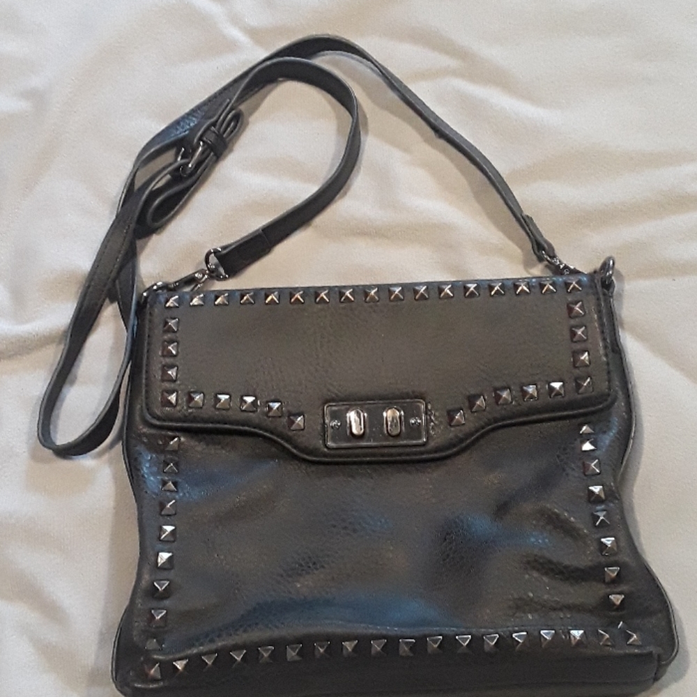 Black Studded Faux Leather Purse
